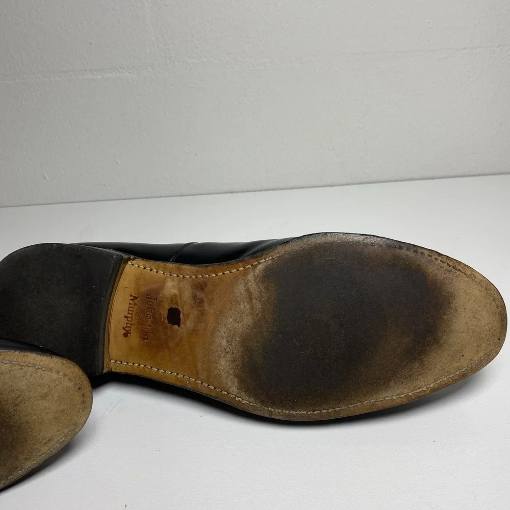 Johnston & Murphy Men's 13D  USA Made Goodyear Welt Black Cap Toe Dress Shoes